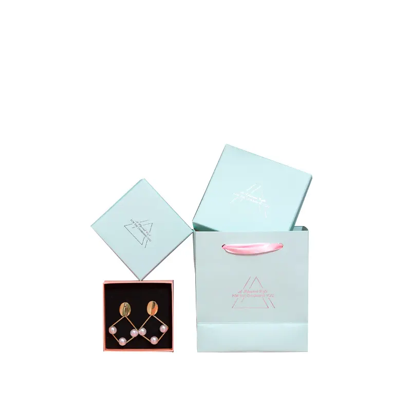 Boîte à bijoux en papier tiroir de luxe Boîte cadeau en papier carton Collier Nail Bracelet Petite boîte à bijoux Emballage avec logo Idées de boîte cadeau