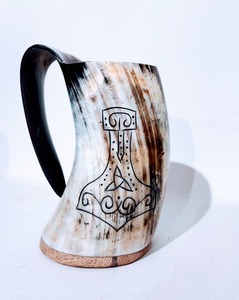 Viking Drinking <strong>Horn</strong> <strong>Cup</strong> with Stand <strong>Horn</strong> Drinking Mug Colorful Custom Size Beer - Product Image 1