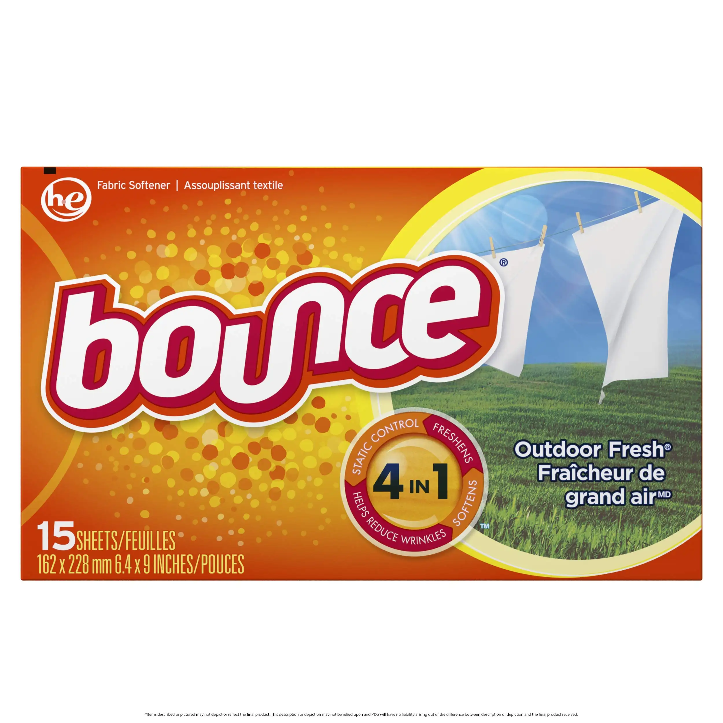 Bounce Dryer Sheets, 80 Sheets, Outdoor Fresh Scent Fabric Softener Sheets