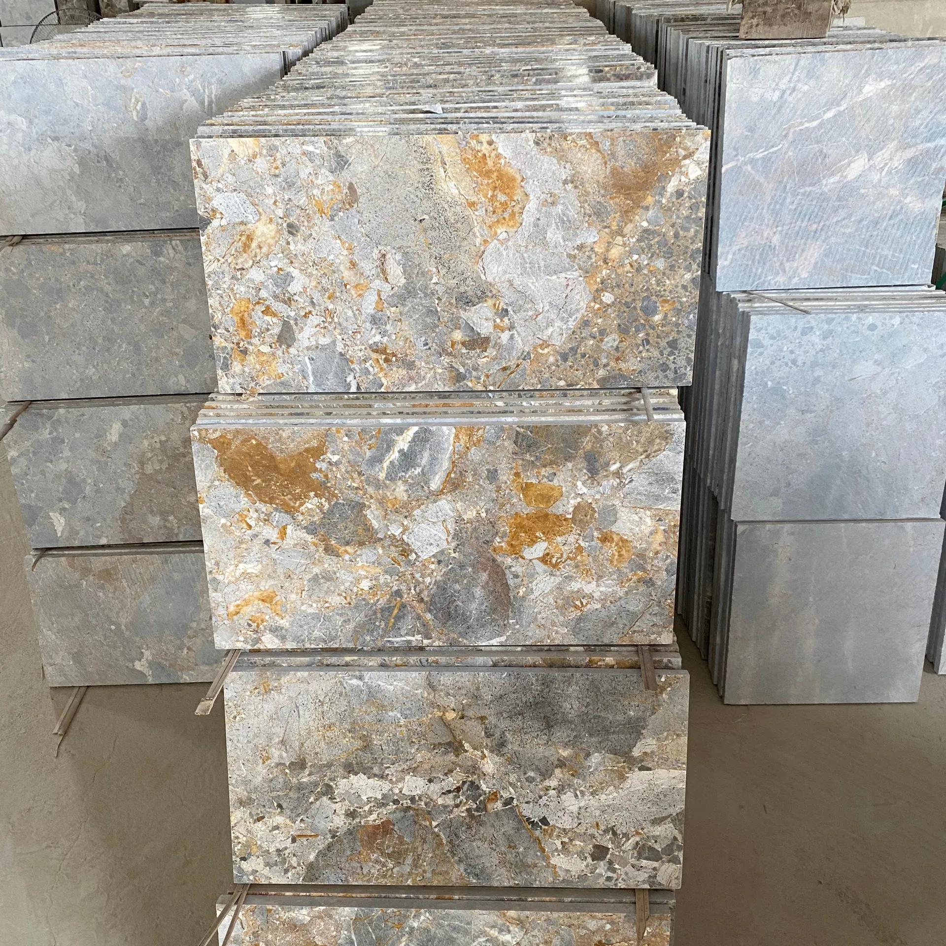 Vietnam Natural Limestone Polished Beautiful Multicolor Yellow Cheap Tiles Slab Honed