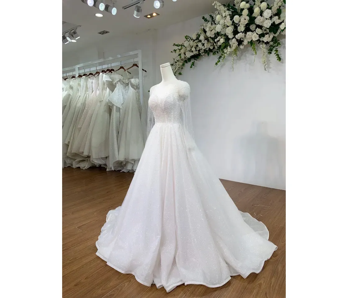 فساتين دانتيل حبيبة نسائية فستان زفاف رسمي أنيق نمط التخصيص TNBP no41 للبيع