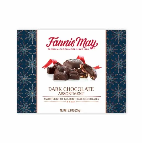 Caramelos de chocolate de Fannie May Pixies (6,5 Oz. Caja)/Fannie May Caja de regalo de chocolate negro surtido de dulces de San Valentín 8,3 oz