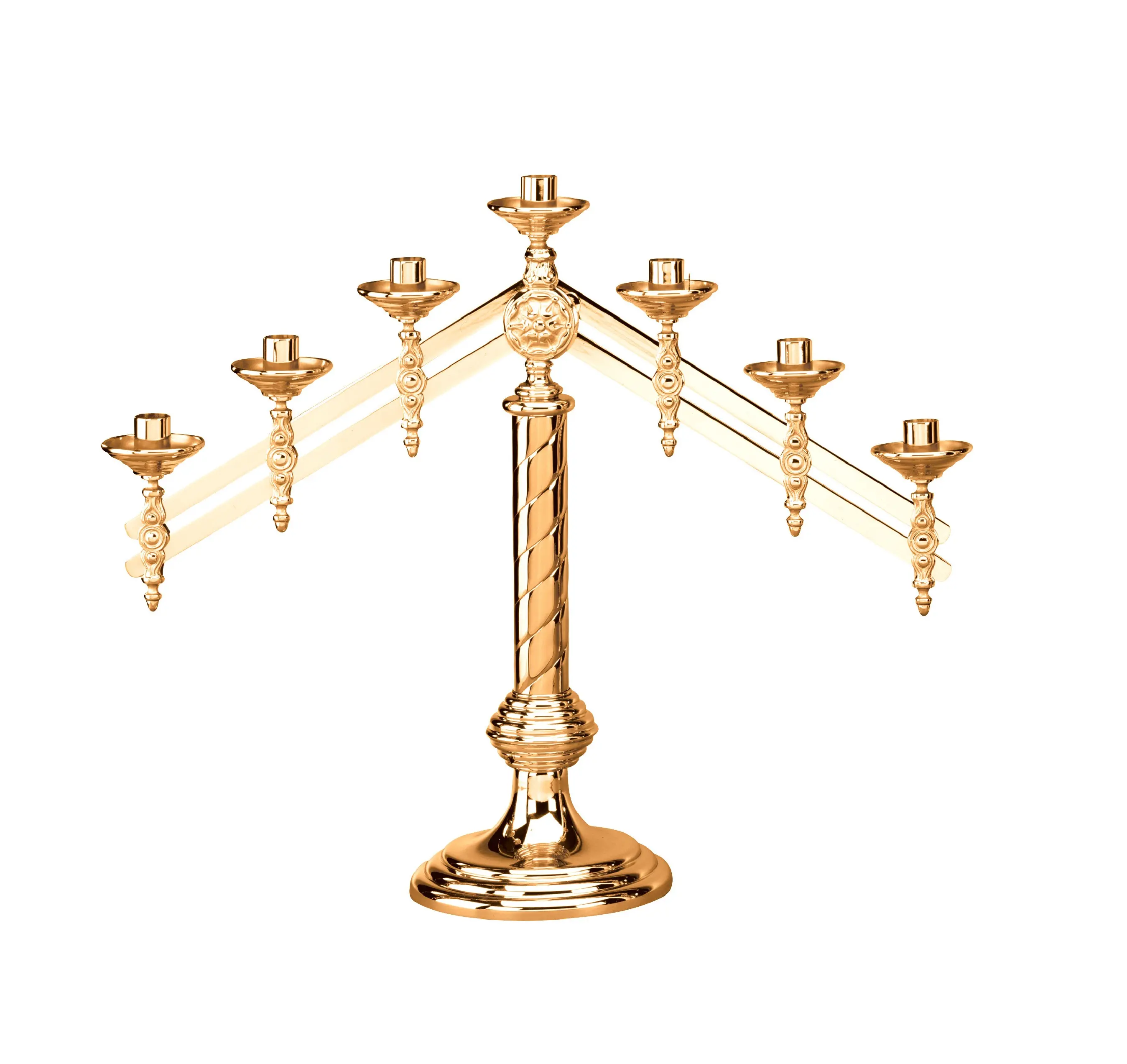 Candelabri metallici dorati candelabri rustici alti sette braccia decorati fatti a mano per centrotavola per decorazioni per la casa e il matrimonio