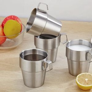 带支架的咖啡杯和4个咖啡杯，用于家庭不锈钢咖啡杯，带牛奶手柄 - Product Image 4