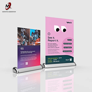 Bán buôn xách tay nhôm <span class=keywords><strong>Mini</strong></span> Tabletop cuộn lên hiển thị đứng A3 A4 có thể thu vào cuộn biểu ngữ cho triển lãm & văn phòng chương trình khuyến mãi - Product Image 1