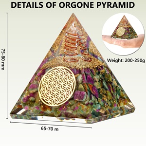 Handmade Ruby Fuchsite Orgone <strong>Red</strong> <strong>Pyramid</strong> with Copper Meditation <strong>Pyramid</strong> Kit for Root and Heart Chakras Light Green and Pink - Product Image 2