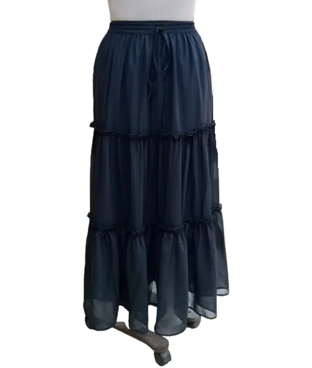 Mini falda maxi de estilo bohemio con volantes de varias capas para damas, falda larga forrada de algodón con volantes escalonados para mujer