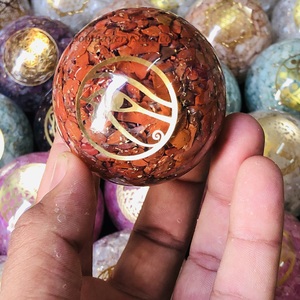 <strong>Red</strong> jasper Orgonite Ball Crystal Gemstone Sphere Ball for Mediation Orgone Spheres Pendant Inspirational Orgonite <strong>Pyramid</strong> - Product Image 1