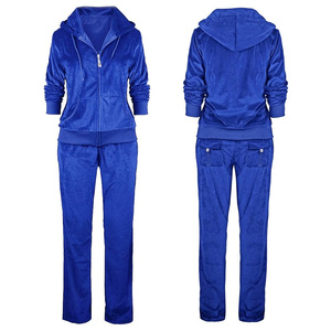 スウェットスーツ女性用ベルベットトラックスーツ2ピースベロアジャケットパンツセットハイデザイン - Product Image 3