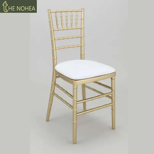 Preço barato Chivari Empilhável Metal Frame Cadeira Com Assento Estofado Para Banquetes E Eventos De Casamento