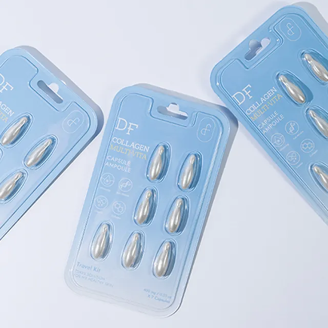 Il fornitore della Corea del sud offre un'ampolla di capsule vitaminiche complesse che forniscono una gamma di pelle