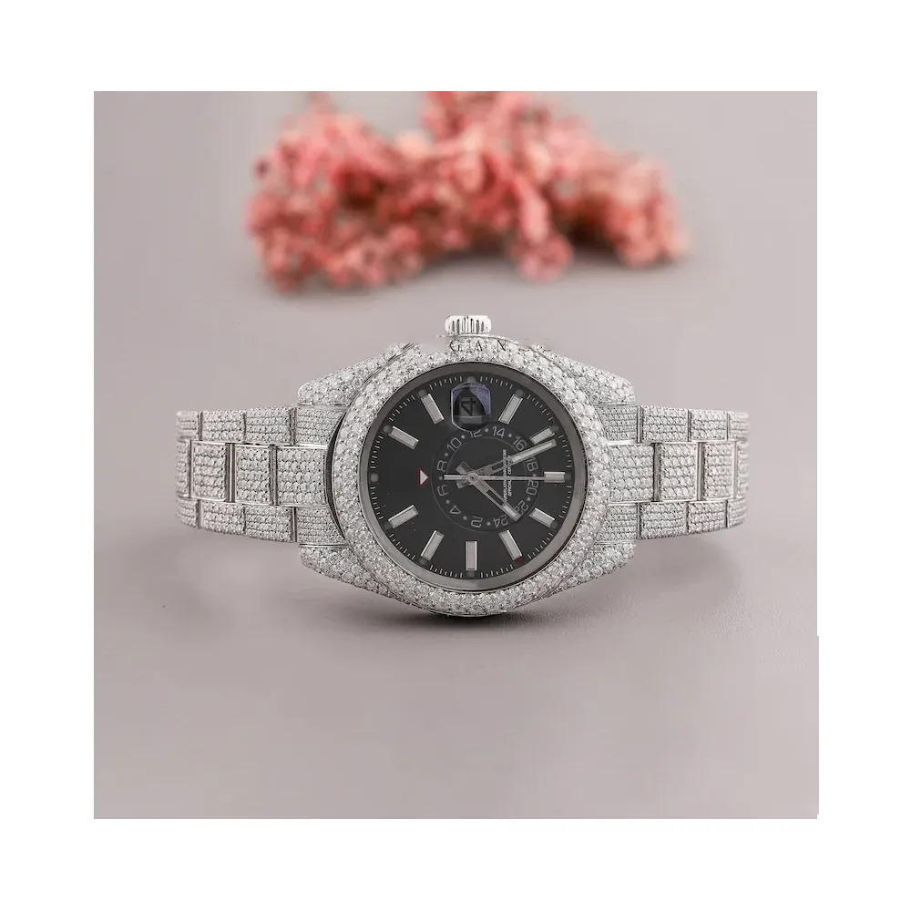 Premium Look 26 CT Moissanite Diamond Watch VVS1 Reloj Moissanite Para Novio Comprar Ahora a precio mayorista