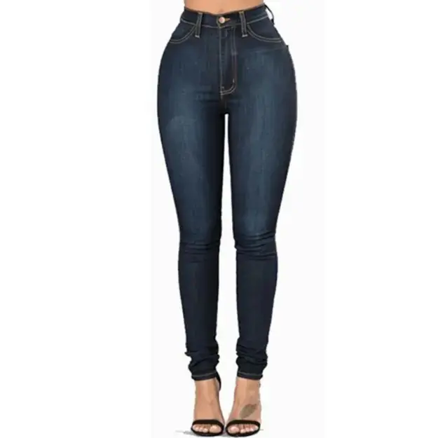 Vendita calda da donna Jeans attillati a vita alta Jeans taglie forti da donna Jeans alla moda pantaloni in Denim elasticizzati sottili