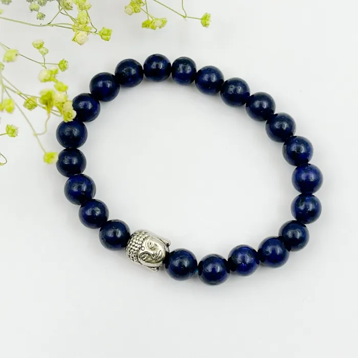 Pulsera de Buddhra de cuarzo azul, pulseras de piedras preciosas naturales, cuentas ajustables, curación elástica, joyería hecha a mano, regalos para mujer, Ideas