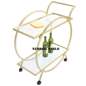 Gold Plated Metal Trolley <strong>Top</strong> <strong>Selling</strong> Handmade Luxurious <strong>Cart</strong> Round Shape Three Tier Serving Trolley at Affordable Price - Product Image 5