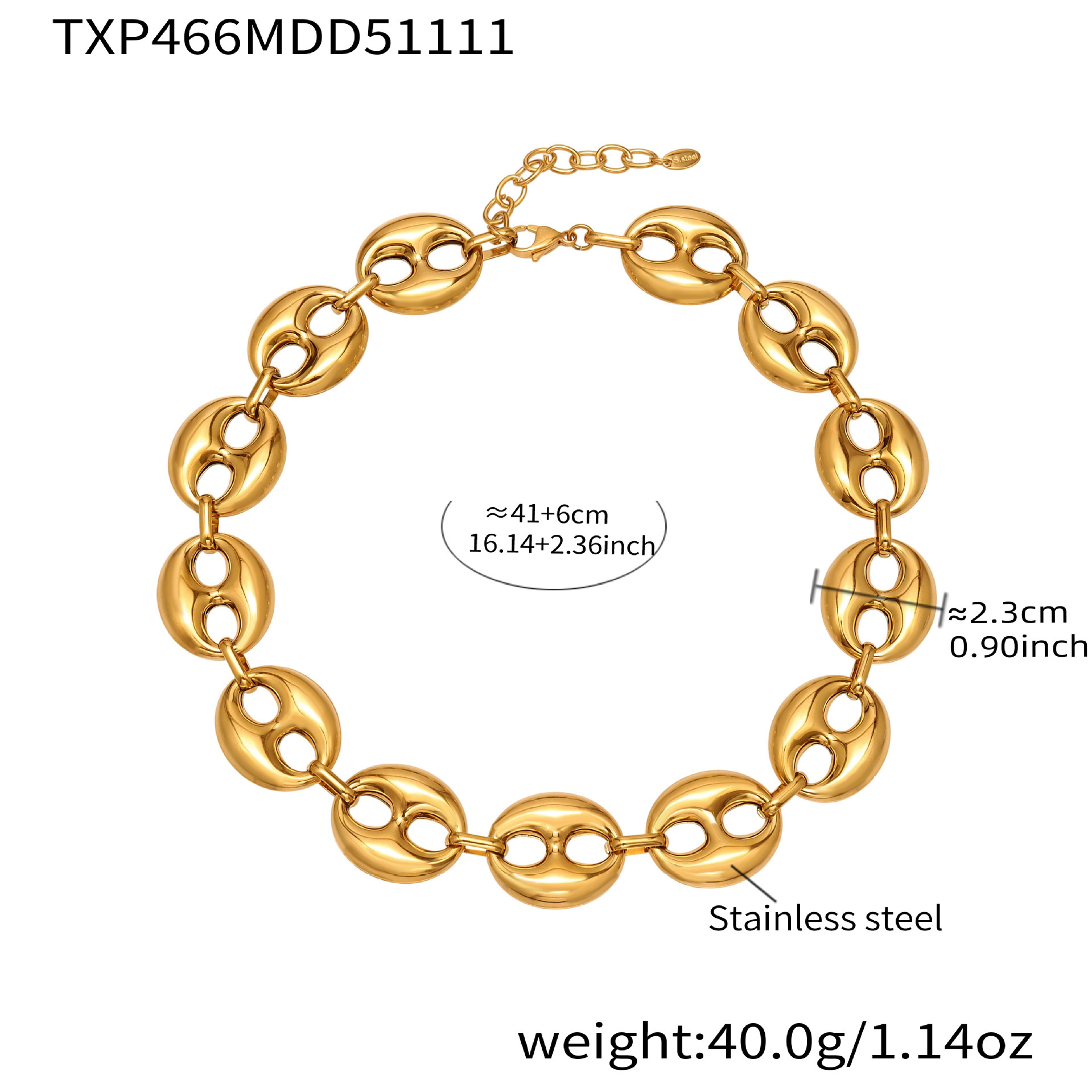 TXP466-gold necklace 42+5cm