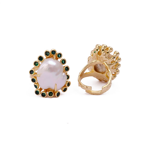 Emerald CZ/Fresh Water Pearl