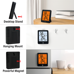 เครื่องวัดอุณหภูมิและความชื้นดิจิตอลในร่ม หน้าจอสัมผัส มีไฟแบ็คไลท์ ขนาดเล็ก จอ LCD วัดอุณหภูมิและความชื้น วัสดุพลาสติก สำหรับห้องนอน สำนักงาน บ้าน - Product Image 3
