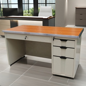 Mesa de escritorio de ordenador de acero para oficina en casa, mesa de trabajo de personal de metal para oficina con cajones - Product Image 5
