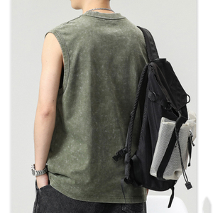 High Quality Washed Tank Top Oversized Custom T Shirts Cut Off Sleeve Shirt Sleeveless <strong>Tee</strong> T-shirt - Product Image 2