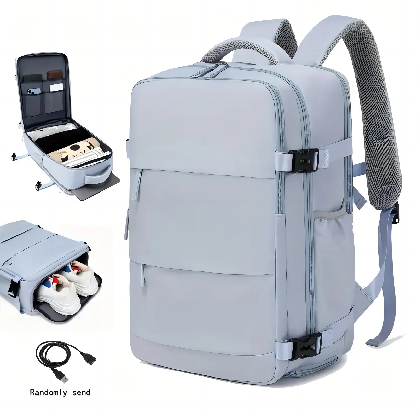 Großraum-multifunktionaler Reiserucksack mit Schuhfach, Dacron leichter Sport-Rucksack mit Ladestau