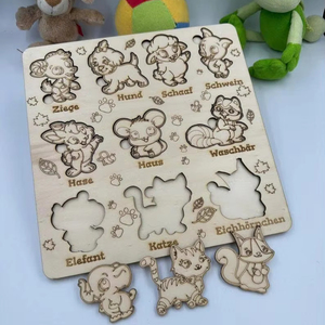 Diy木制动物拼图板儿童趣味玩具精细运动技能和解决问题 - Product Image 6