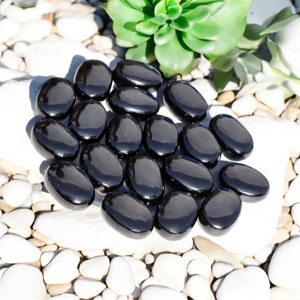 A + + kalite siyah obsidyen Palm taş şifa meditasyon için cilalı kristal akik ve çakra tarzında oyulmuş Feng Shui - Product Image 3