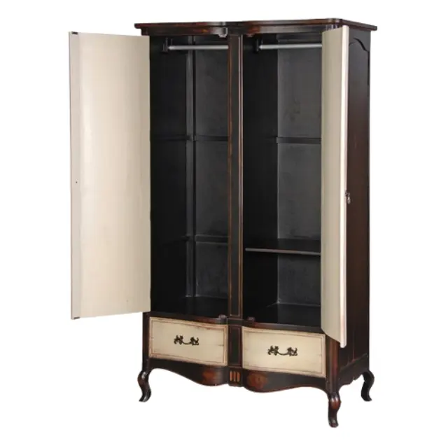 Wrderobe de madera con dos puertas y dos dibujos muebles de dormitorio de diseño clásico moderno producto de precio al por mayor