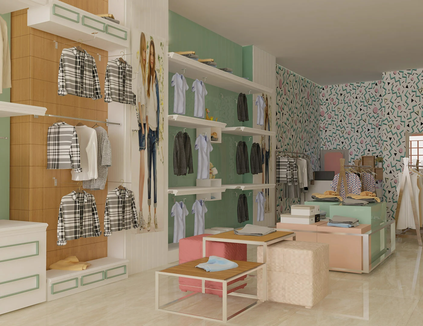 Agencements pour magasin de vêtements pour enfants