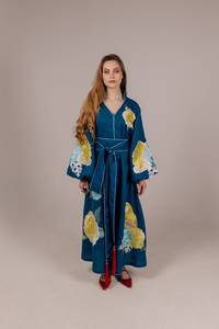 真新しいVestido製品女性アパレル美しい刺Embroidered作品フルスリーブVyshyvankaボヘミアンロングリネンウクライナのドレス