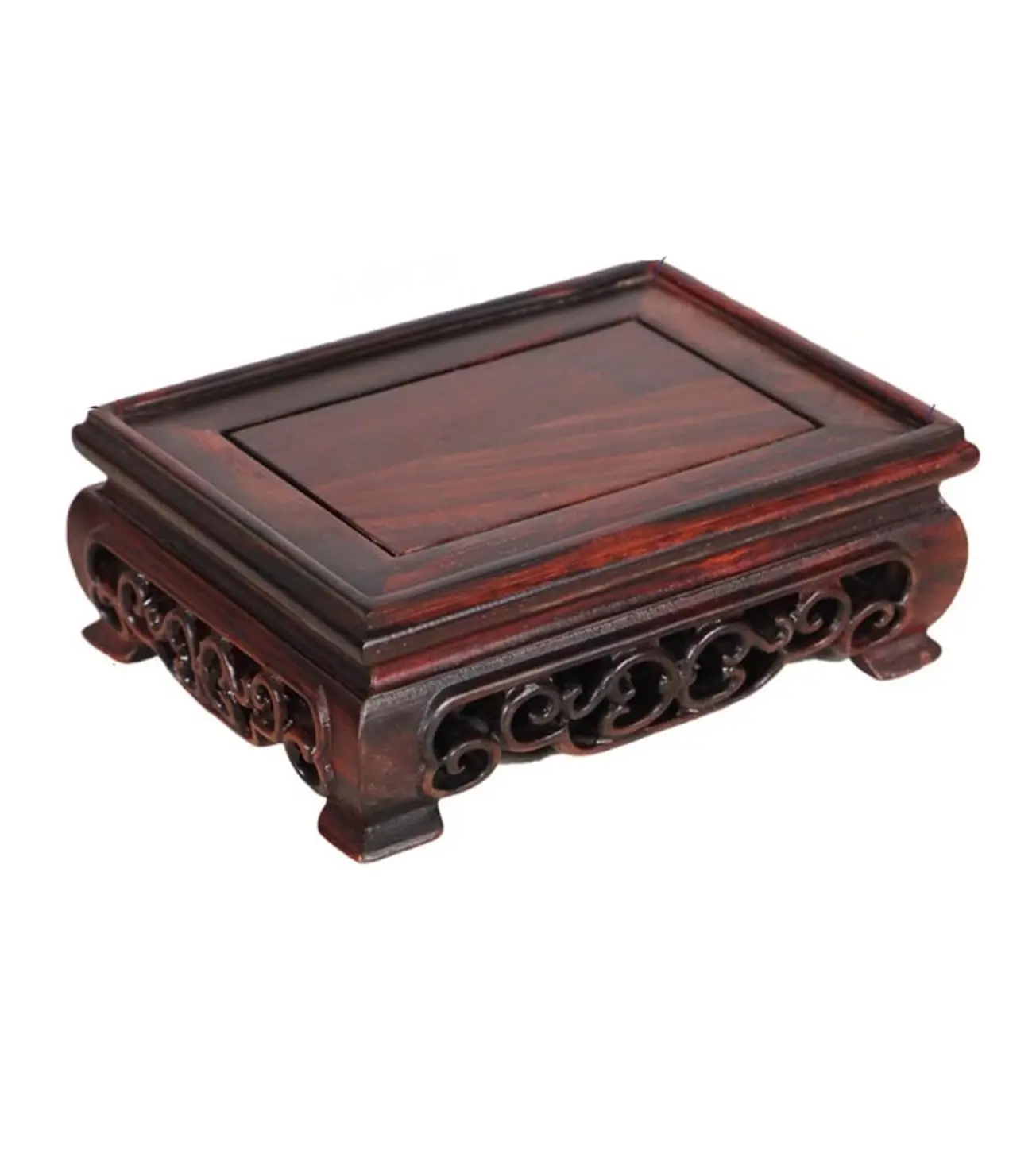 Budista Bonsai Pedestal Vaso Pedestal Stands Lâmpada Base Vaso De Madeira Bule Estilo Oriental De Madeira Base Retangular Rosewood Vermelho