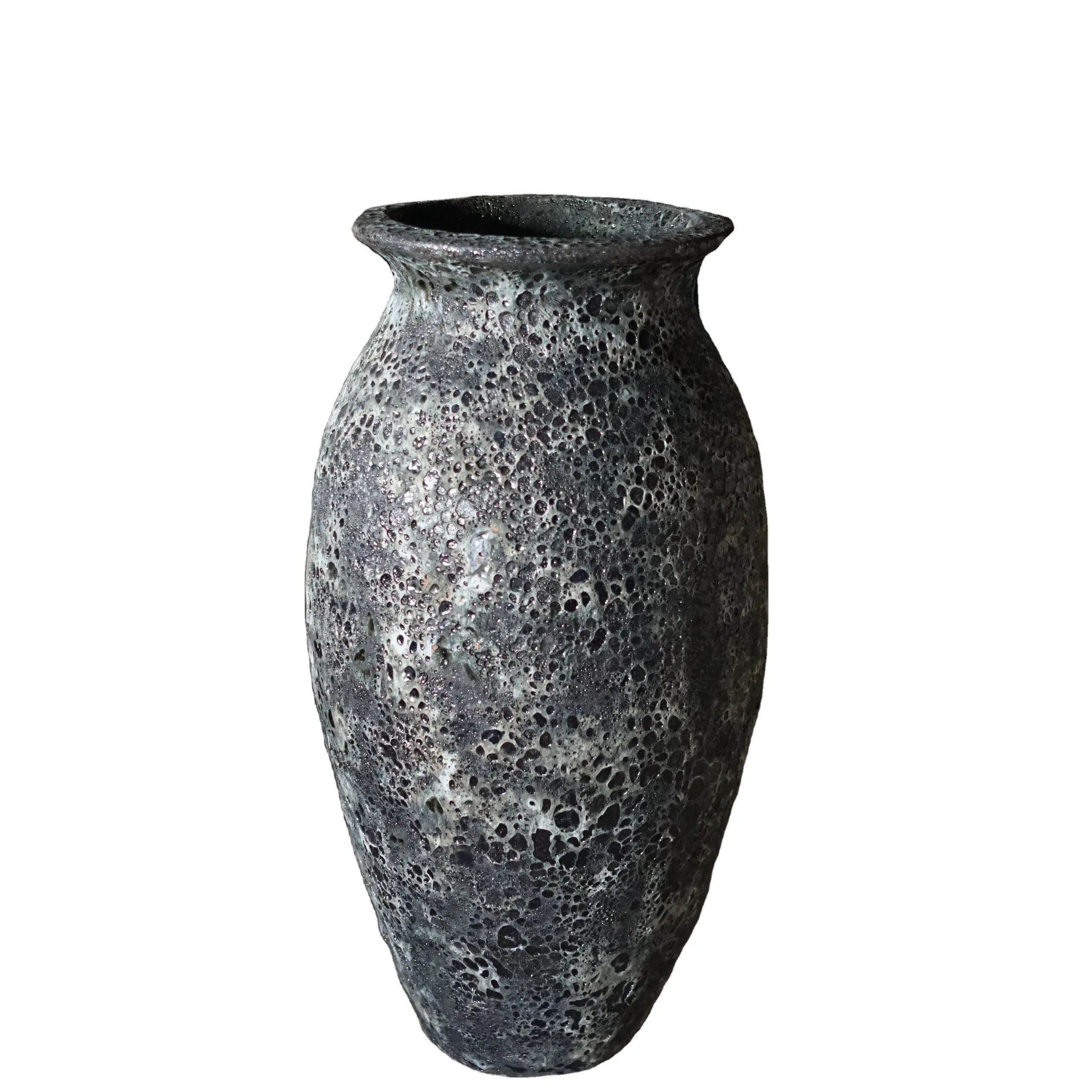 Modelo de estilo Atlántico OCR90TLS1, macetas de cerámica de gran tamaño de Vietnam, jarrón alto negro, urnas y tarros para flores al aire libre