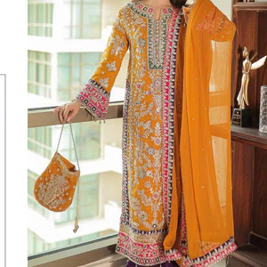 高品质棉巴基斯坦派对服装Salwar Kameez与优雅的Dupatta独家设计的婚礼节日庆典