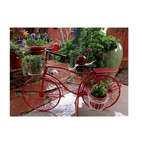 Popular Styling Promotion Nordic Style Wrought Iron Bicycle Flower Rack Metal Floor Flowerpot Rack Outdoor Plant Stand