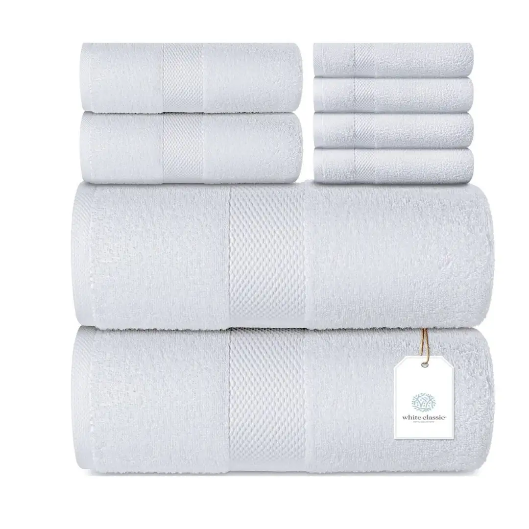 2023 luxury white customized logo 100% cotton bamboo towels hotel bath towels set wholesale