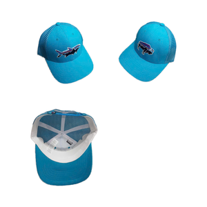 轻质蓝色棉卡车司机帽，带鲨鱼设计网眼背部-户外透气舒适 - Product Image 4