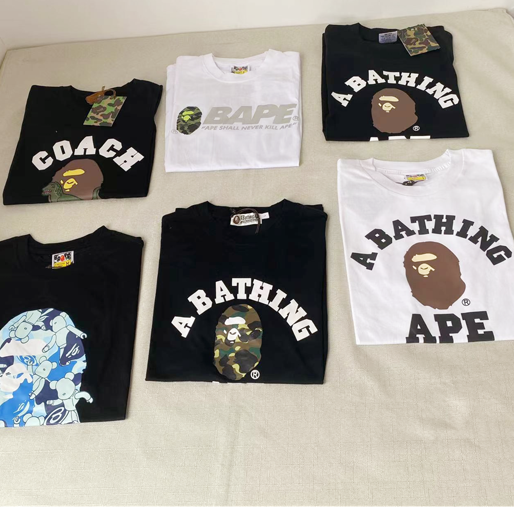 Unisex Casual Crewneck Bape T-shirt 