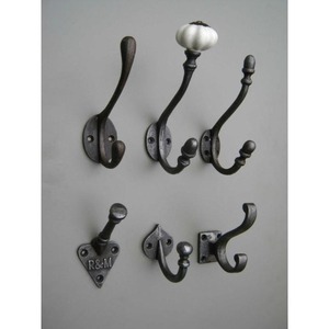 Strong decorative iron hooks with vintage appearance for hanging coats bags <strong>keys</strong> and giving charm to <strong>plain</strong> walls