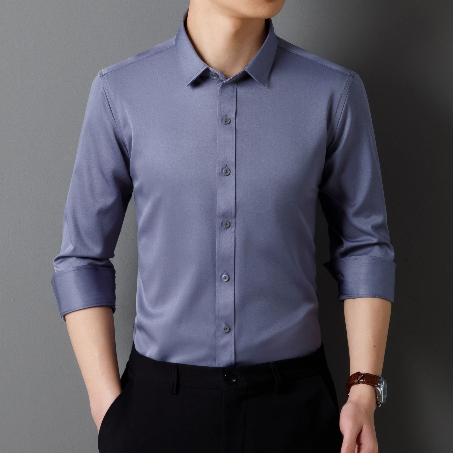 Elastic long sleeves-grey-8808