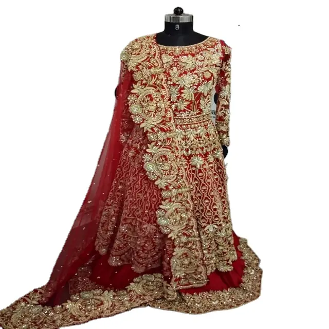 パキスタンのブライダルウェディングドレス2022最高品質の美しい手の装飾は、あらゆるサイズと色でカスタマイズできます