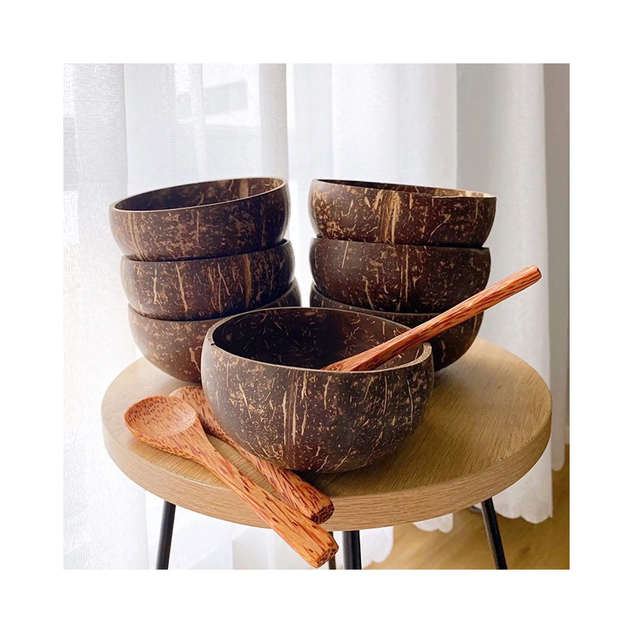 Bol en céramique coquille noix de coco bol créatif fait à la main avec conception personnalisée acceptable/bol en noix de coco coloré peint au Vietnam