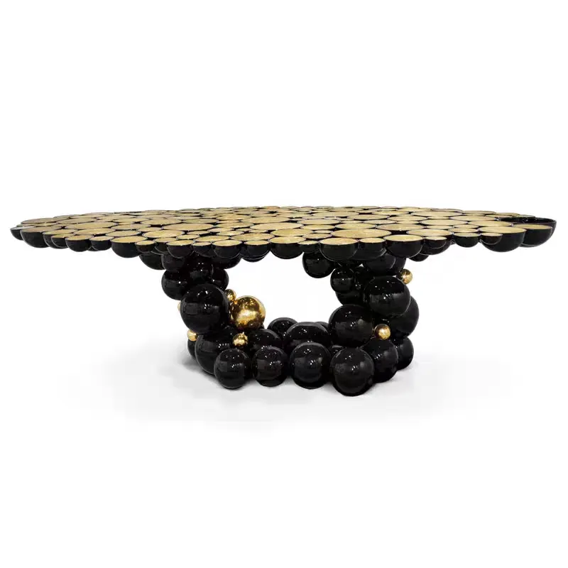 Set di lusso eettafel per 8 portoghese ultimo Design in acciaio inox ovale nero creativo bolla tavolo da pranzo tavolo