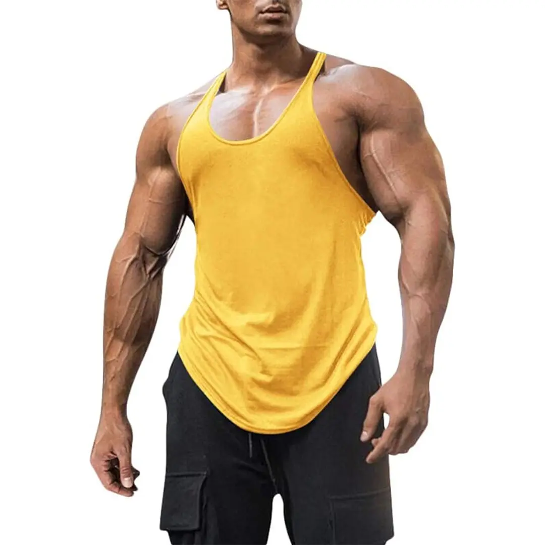 Camisetas sin mangas de entrenamiento de algodón para hombres Gimnasio Culturismo Entrenamiento Fitness Camisetas sin mangas para músculos