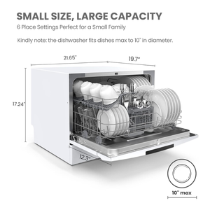 HOT DEAL Portable Mini Dishwasher, Energy Star, Countertop, 6 Place Settings, with 8 Washing <strong>Programs</strong>, Speed - Product Image 2