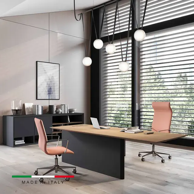Bureau de haute qualité avec extensions latérales droite/gauche différentes tailles Mobilier de bureau fabriqué en Italie