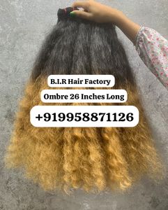 Ombre doğal kıvırcık dalga güney hint tapınak insan saçı Remy saç - Product Image 1