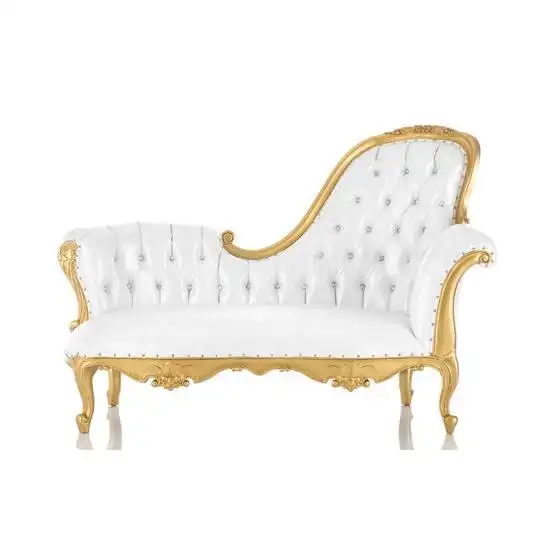 Chaise longue royale française de luxe en tissu or blanc canapé salon pour maison hôtel Chaise longue meubles