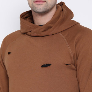 Fábrica Direta Fornecimento OEM Design Homens Angustiado Hoodie Estilo Básico Homens Moda Angustiado Hoodie