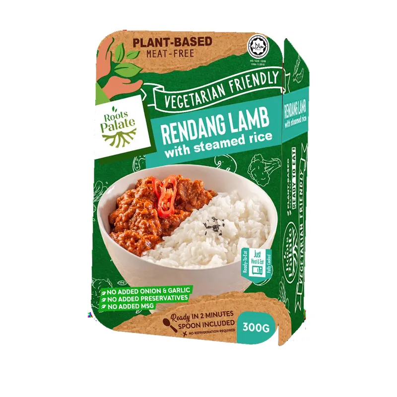 Kökler Palate Vegetarian eryan Rendang kuzu buğulanmış pirinç ile % otomatik pilav makinesi hazır bitki bazlı hazır gıda 300g x 24 adet