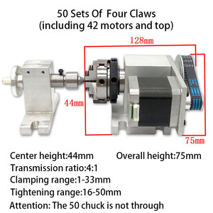 Altura central 44mm 4 mordazas Chuck 4:1 CNC 4 ejes portabrocas giratorio eje giratorio 4 ejes CNC giratorio para enrutador CNC - Product Image 2